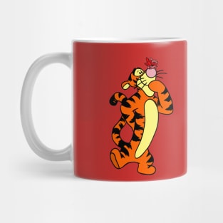 Tiger with Awareness Ribbon butterfly (Red) Mug